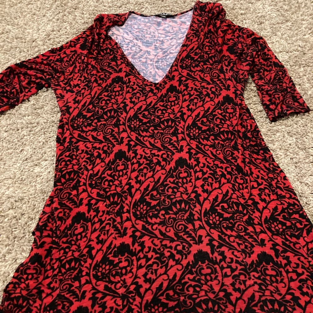Red and Black Tunic Top